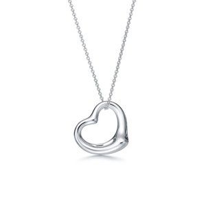 Tiffany & Co. Elsa Peretti 16mm Open Heart Silver Necklace in EUC